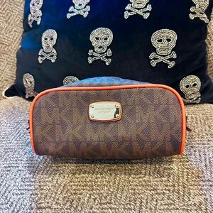 Michael Kors Brown and Orange Makeup Bag